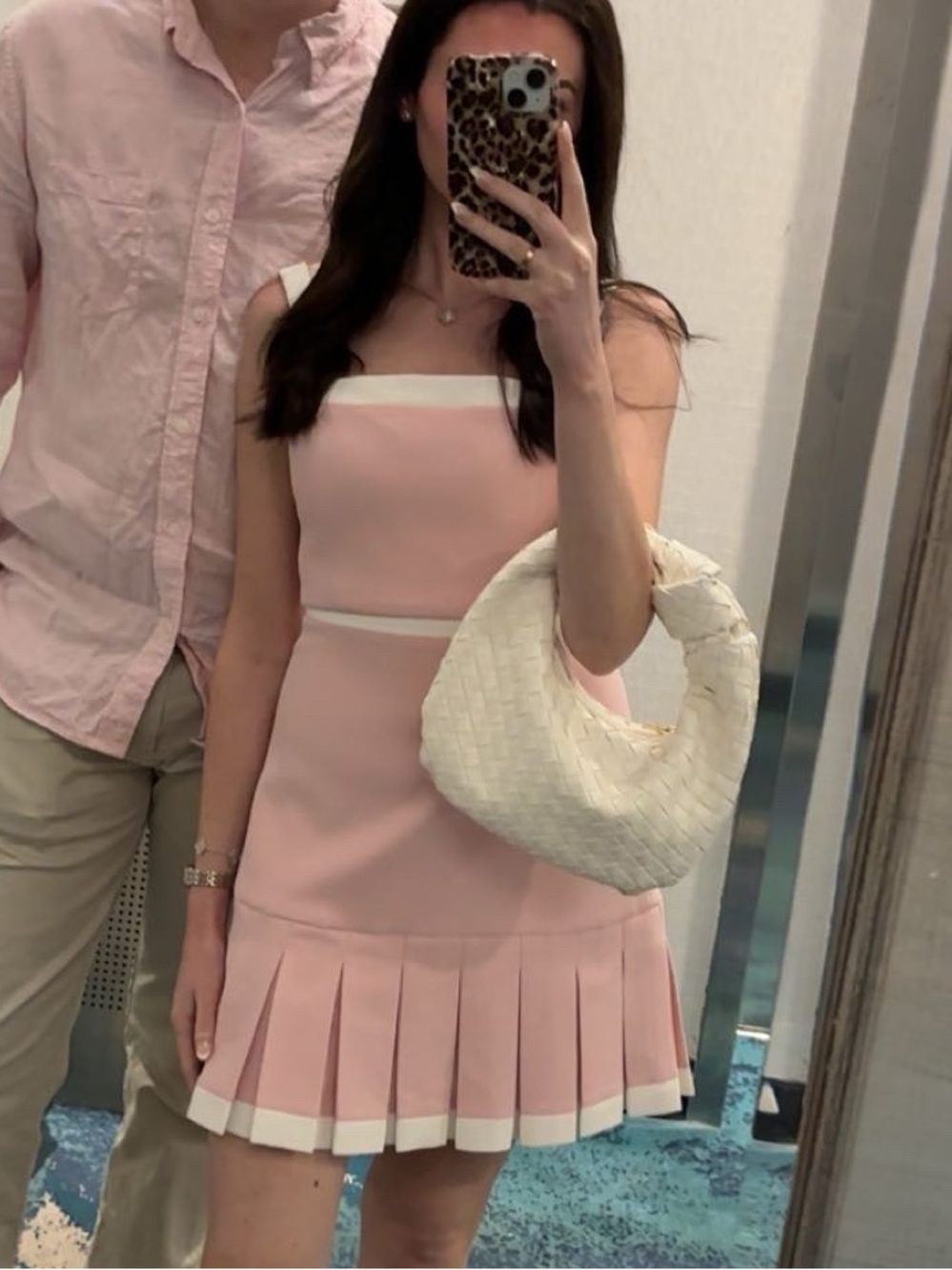Alice & Olivia Pink Clarine Square Neck Mini Dress